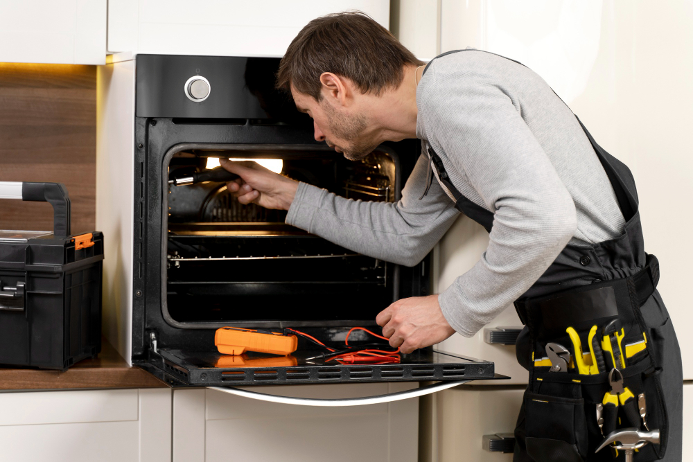 Técnico de CODELTEM realizando service de cocina en Montevideo.
